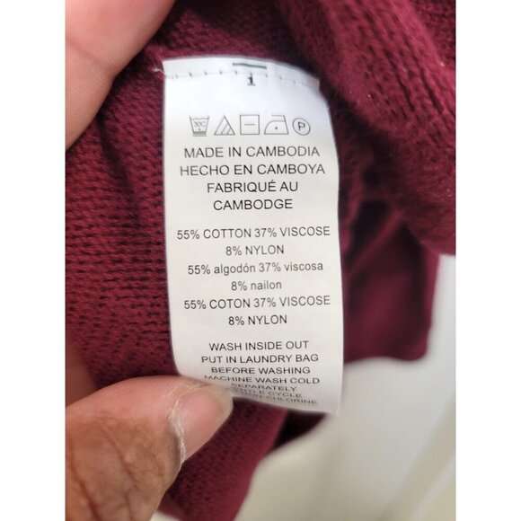 MICHAEL KORDS Women's Long Sleeve Burgundy Sweater With Back Zipper Closure - Picture 10 of 11